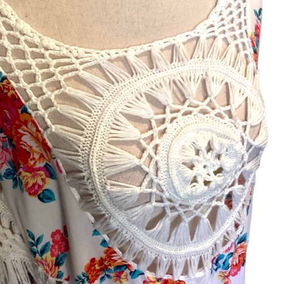 Love J Braided Woven Floral White‎ Boho Top, Medium - Picture 4 of 12